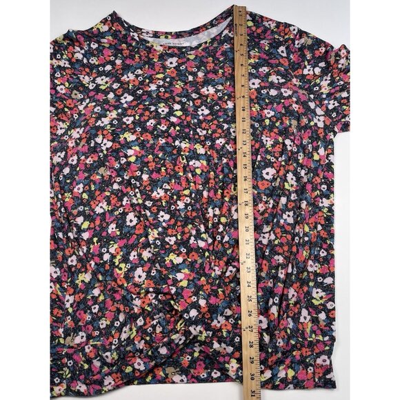 LANE BRYANT Womens Plus 18/20 Neon Floral Gathered Waist Lightweight SWEATER EUC - Picture 4 of 6